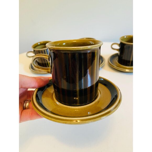 Arabia Finland Kosmos Espresso Cups and Saucers, Set of 4, Gunvor Olin-Grönqvist - Picture 5 of 6